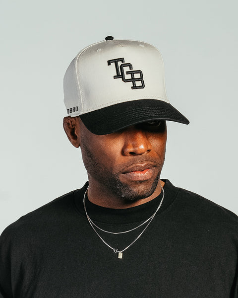 "TGB" Cream & Black | A-Frame Snap-Back Hat