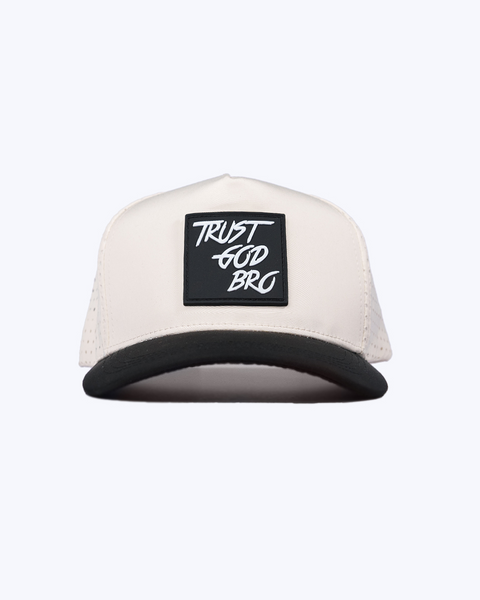 "Classic" Cream & Black | Performance Snap-Back Hat