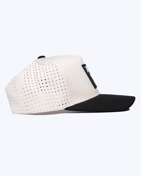 "Classic" Cream & Black | Performance Snap-Back Hat