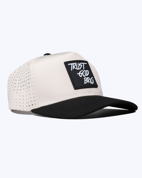 "Classic" Cream & Black | Performance Snap-Back Hat
