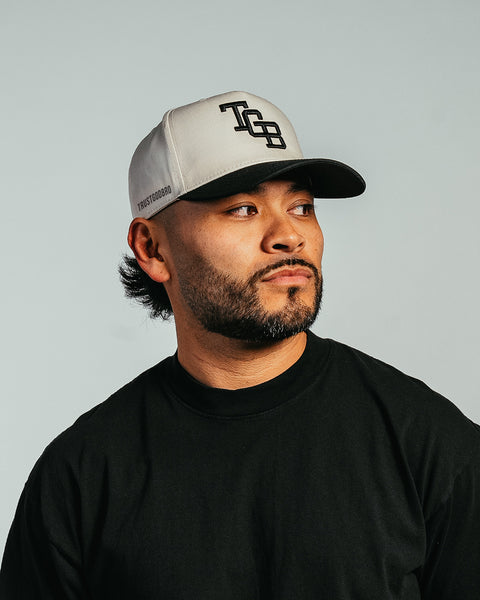"TGB" Cream & Black | A-Frame Snap-Back Hat