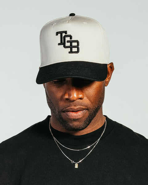 "TGB" Cream & Black | A-Frame Snap-Back Hat