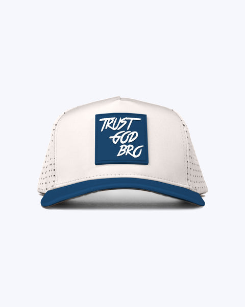 "Classic" Cream & Navy | Performance Snap-Back Hat