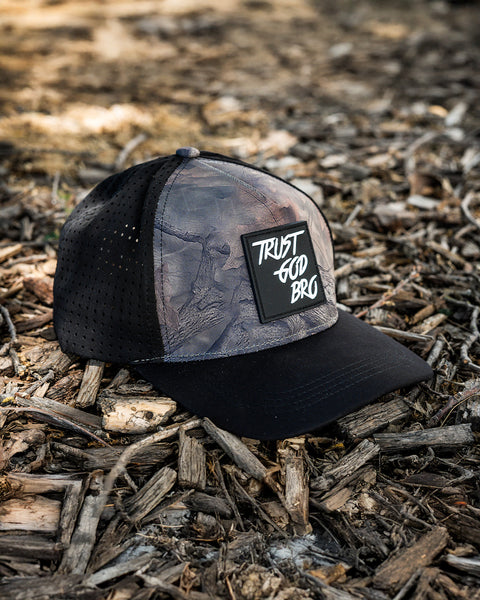 "Classic" Real Tree Camo & Black | Performance Snap-Back Hat