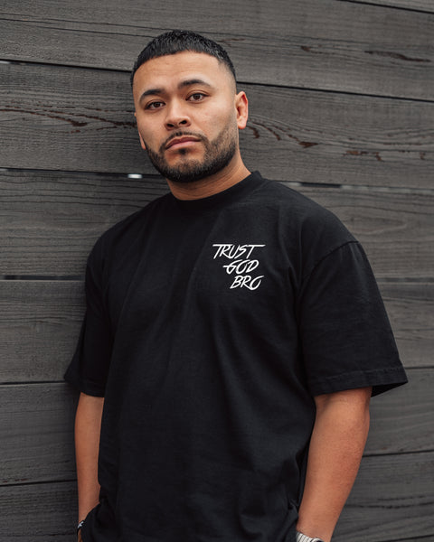 "Classic" Heavyweight Mock Neck Tee | Black