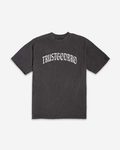 "Trust" Puff Print Heavyweight Mock Neck Tee | Vintage Black