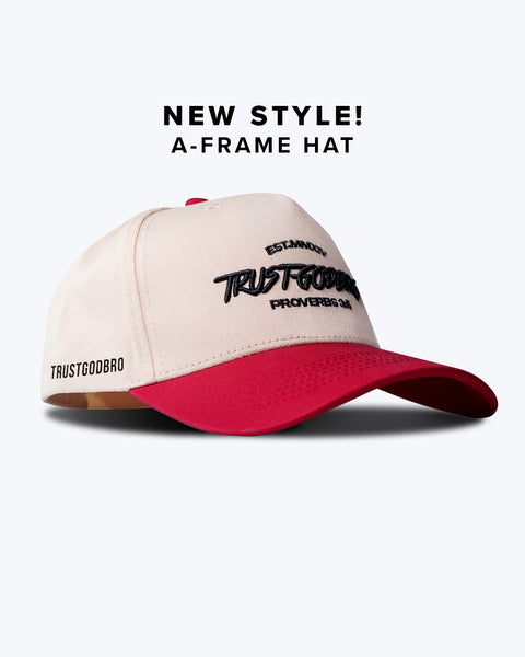 "TRUSTGODBRO" Cream & Red | A-Frame Snap-Back Hat