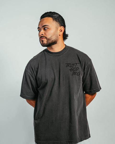 "Classic" Heavyweight Mock Neck Tee | Vintage Black
