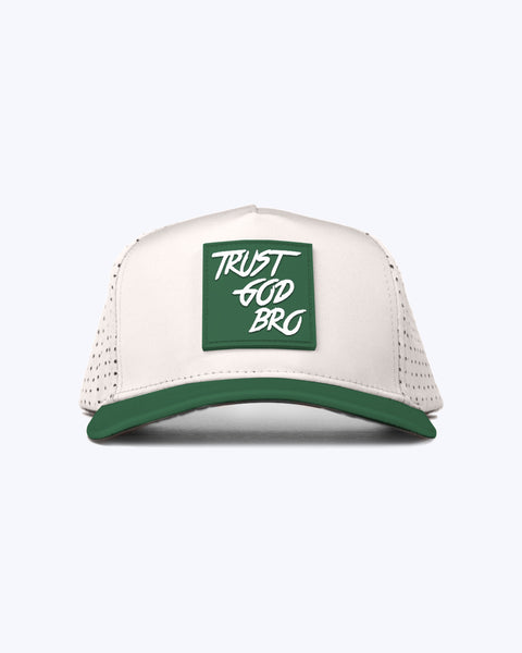 "Classic" Cream & Hunter Green | Performance Snap-Back Hat