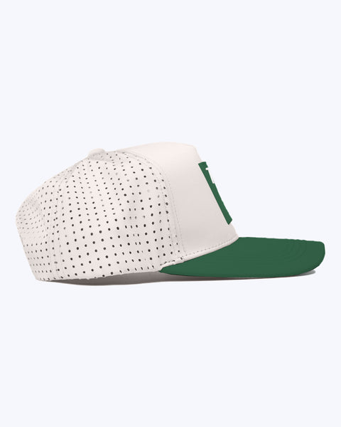 "Classic" Cream & Hunter Green | Performance Snap-Back Hat