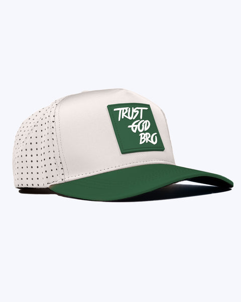 "Classic" Cream & Hunter Green | Performance Snap-Back Hat