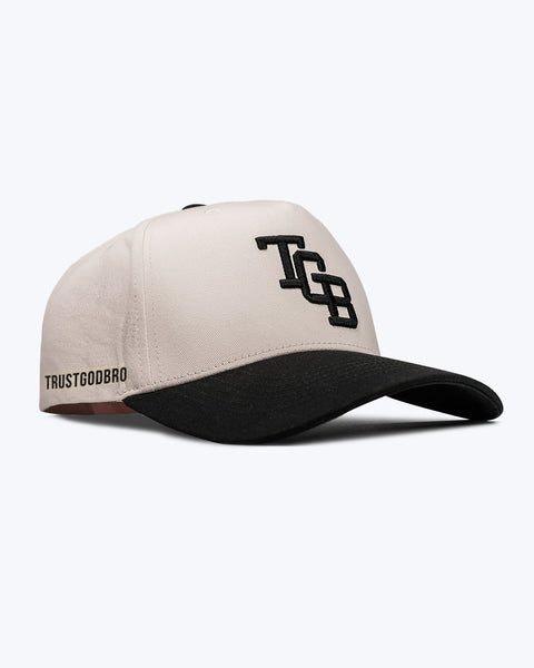 "TGB" Cream & Black | A-Frame Snap-Back Hat