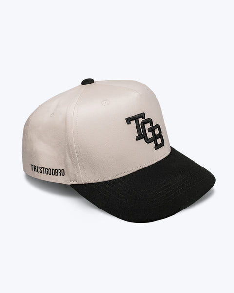 "TGB" Cream & Black | A-Frame Snap-Back Hat
