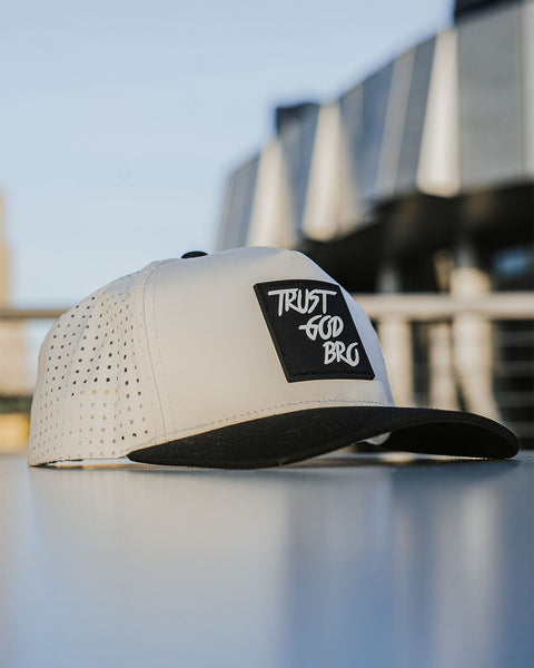 "Classic" Cream & Black | Performance Snap-Back Hat