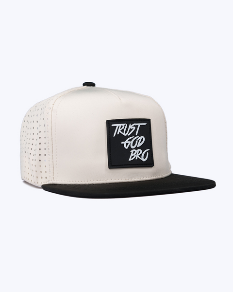 "Classic" Cream & Black | Performance Snap-Back Hat