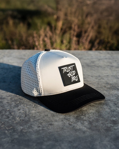 "Classic" Cream & Black | Performance Snap-Back Hat