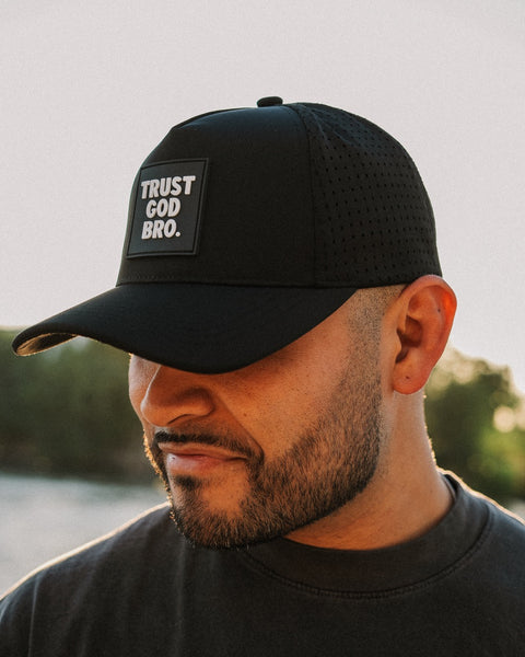"Stacked" Black | Performance Snap-Back Hat